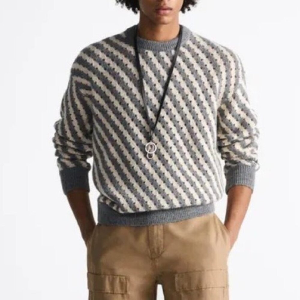 ZARA OPENWORK STRIPED SWEATER - Picture 4 of 7